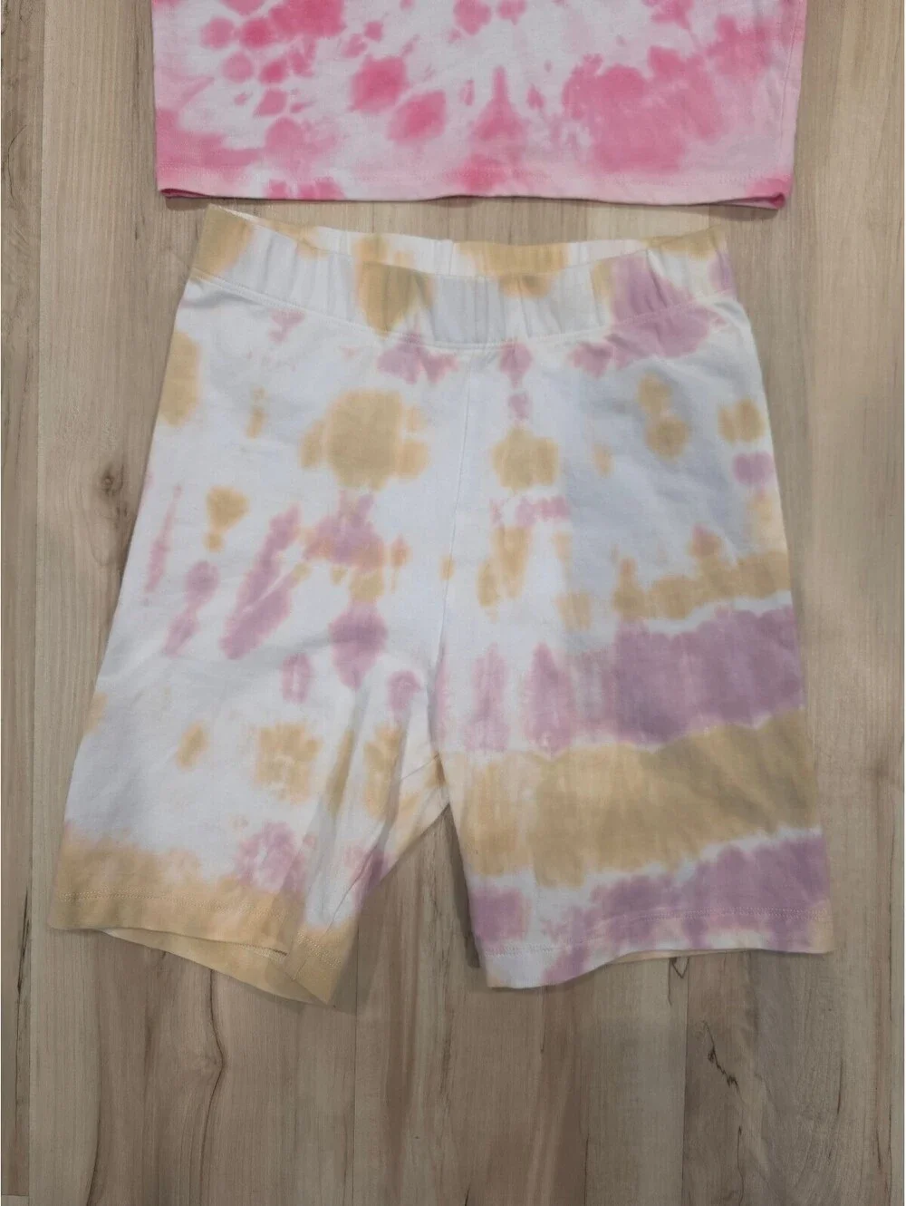 Tie Dye Crop Tank Top and Biker Shorts Set